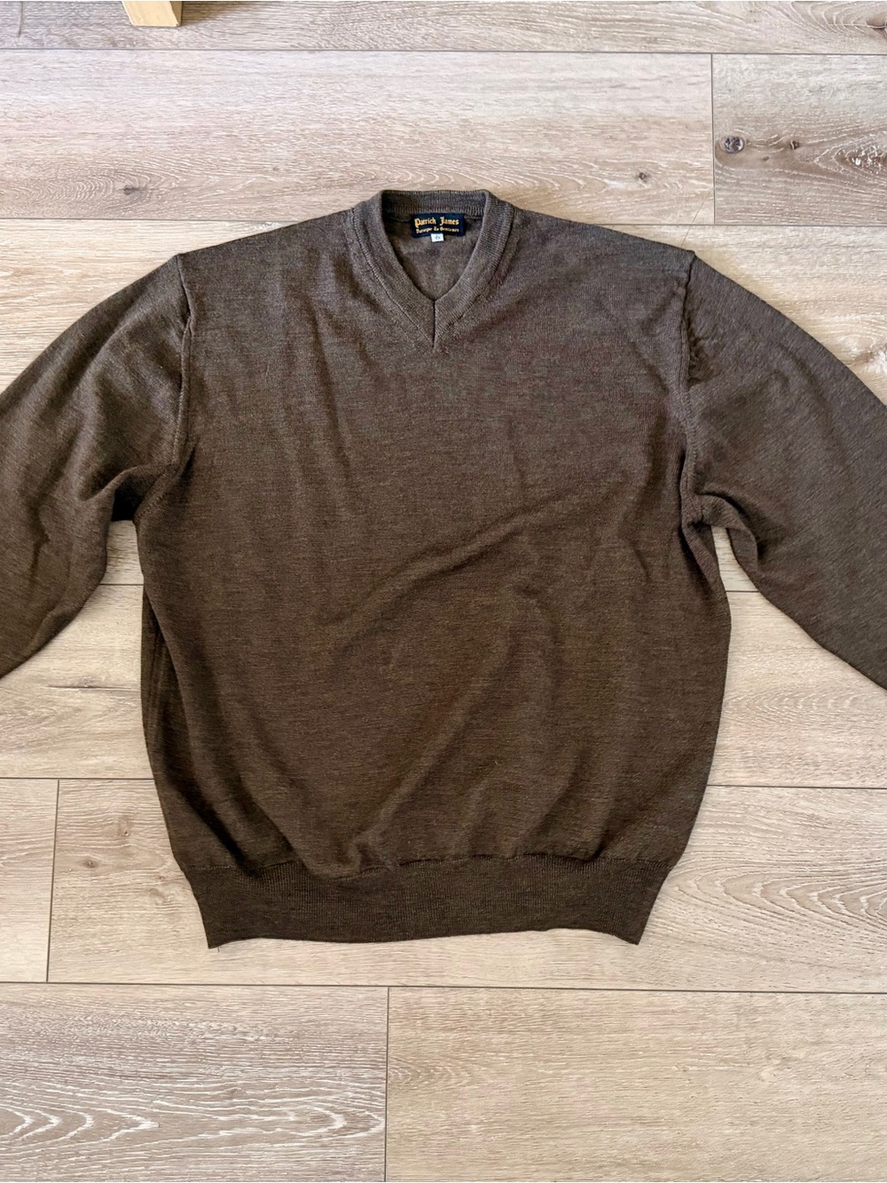 Patrick James Classic V-Neck Brown Men's Sweater 100% New Wool